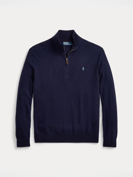 Mesh-Knit Cotton Quarter-Zip Sweater