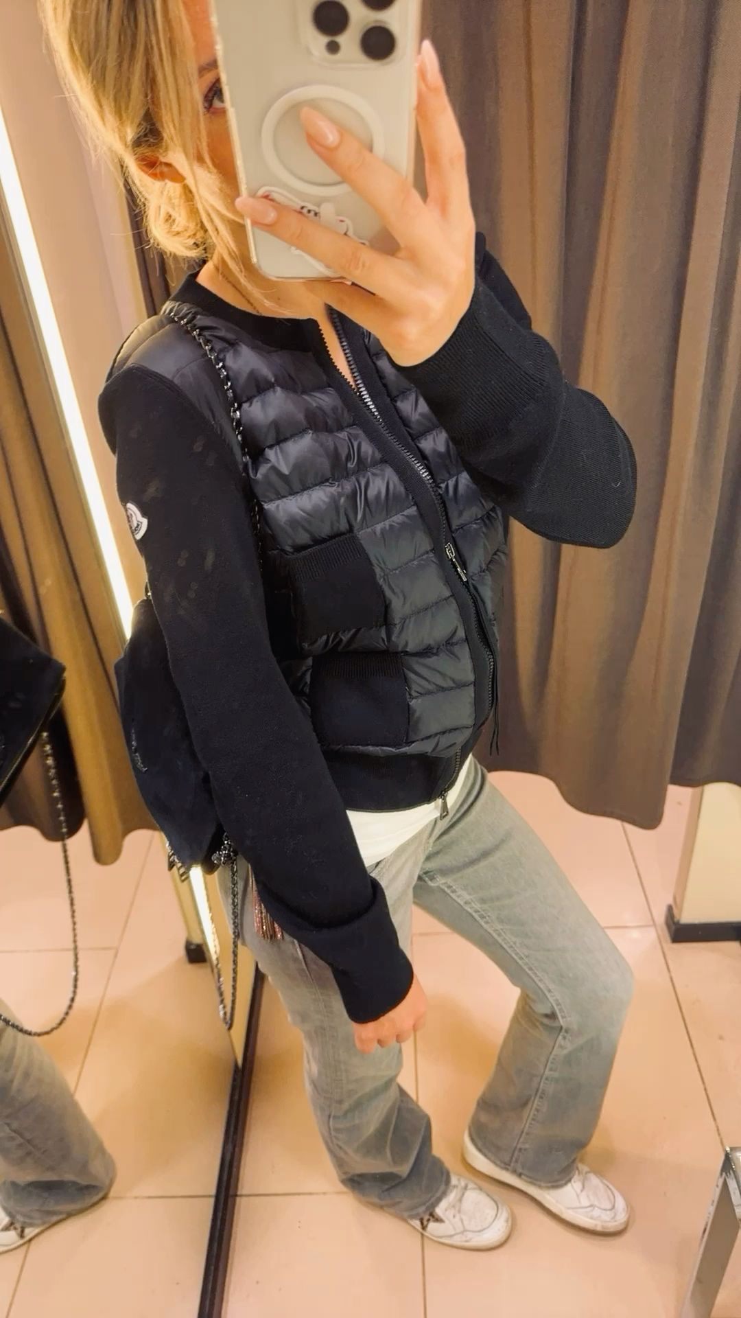 Padded Wool Zip-Up Cardigan